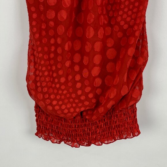 Celine by Champion Top Blouse Size M Orange Sleeveless Halter Neck Elastic Waist - Picture 4 of 9